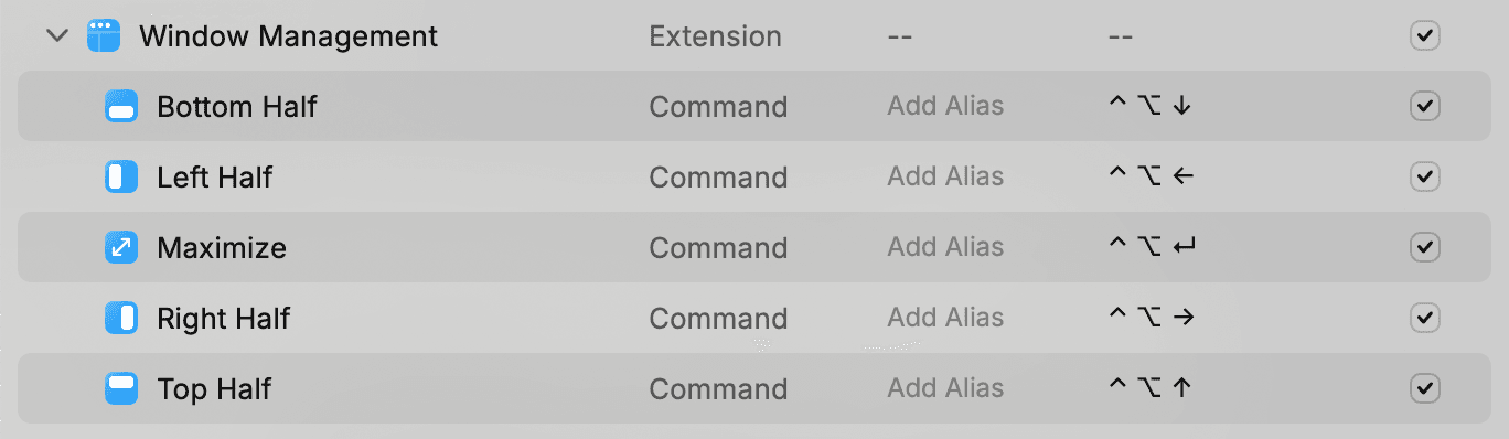 Raycast에서 창 관리하기